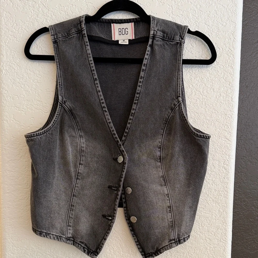 BDG Gray Denim Vest - Picture 1 of 3
